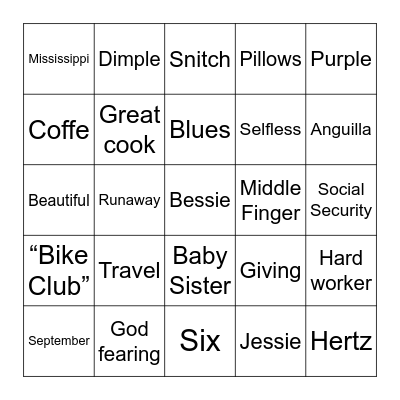 Bessie Bingo Card