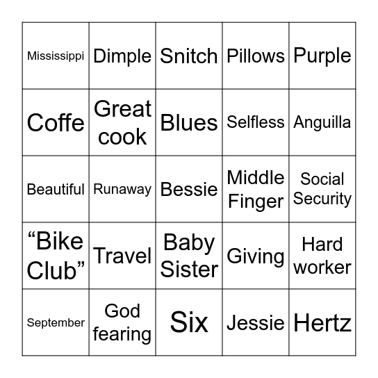 Bessie Bingo Card