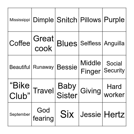 Bessie Bingo Card