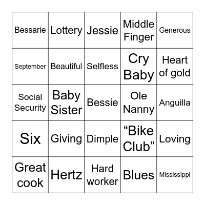 Bessie Bingo Card