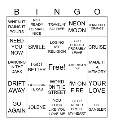 FEEL GOOD SUMMER COVERALL Bingo Card
