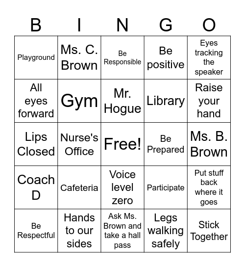HLA Bingo Card