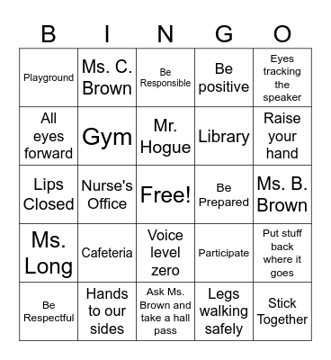 HLA Bingo Card