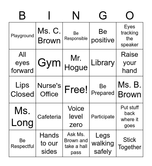 HLA Bingo Card