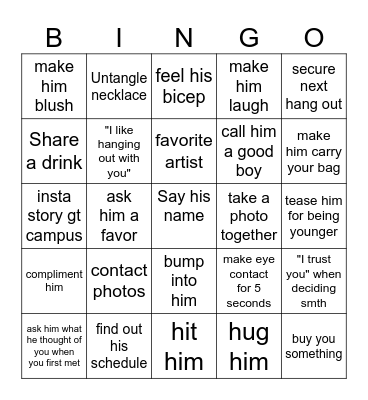 things connie will do on her date Bingo Card