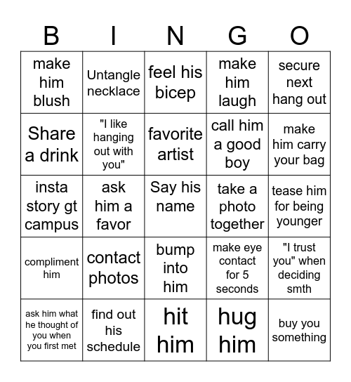 things connie will do on her date Bingo Card