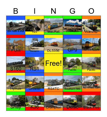 The Nevada Northern Railway and other Heritage Railroads that I can ride with PWP besides the Niabi Zoo one day Bingo Card