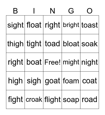 Lesson 6.1 (OA and IGH) Bingo Card