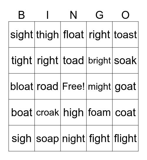 Lesson 6.1 (OA and IGH) Bingo Card