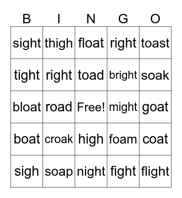 Lesson 6.1 (OA and IGH) Bingo Card