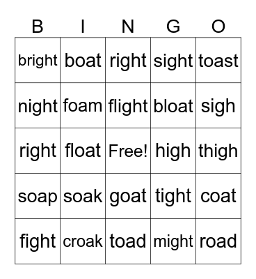 Lesson 6.1 (OA and IGH) Bingo Card
