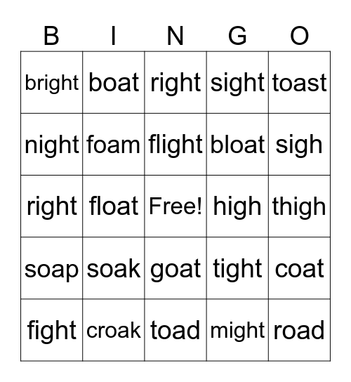 Lesson 6.1 (OA and IGH) Bingo Card
