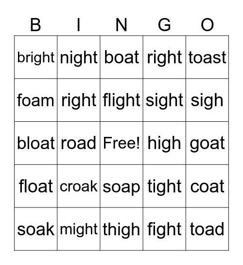 Lesson 6.1 (OA and IGH) Bingo Card