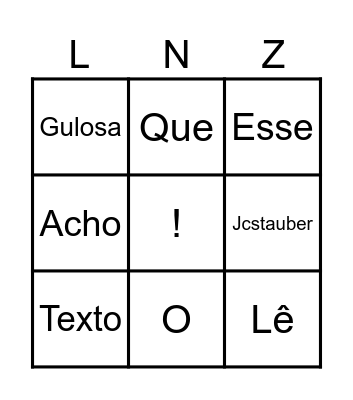 Bingo da Evelyna Bingo Card