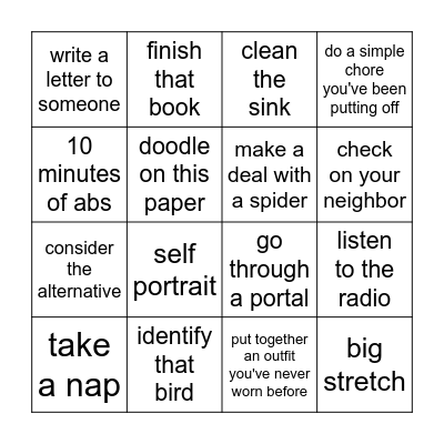 SURcadian side quests Bingo Card
