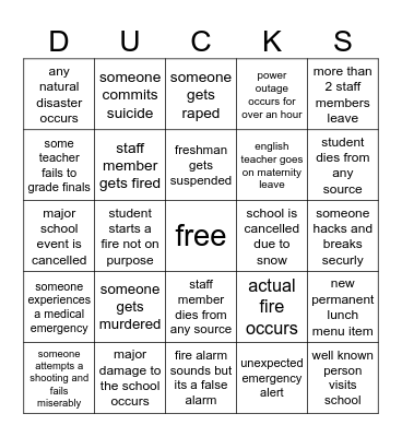 high Bingo Card