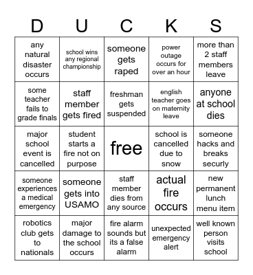 high Bingo Card
