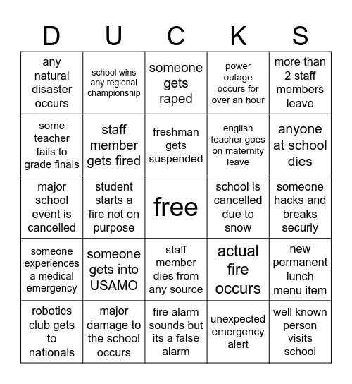 high Bingo Card