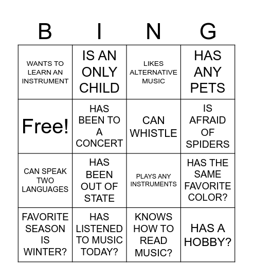 HUMAN BINGO Card