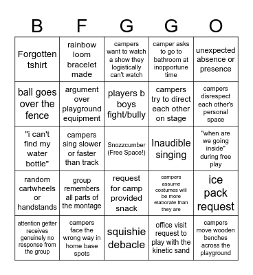 BFG Bingo Card