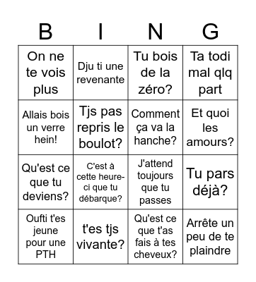 Le bingo des enfers Bingo Card