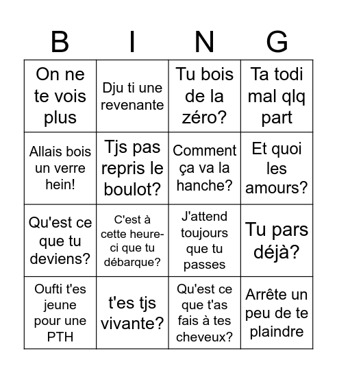 Le bingo des enfers Bingo Card
