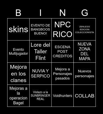 LIVESTREAM 3.2 Bingo Card