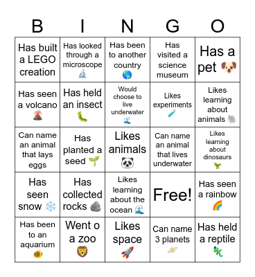 Science Bingo Card