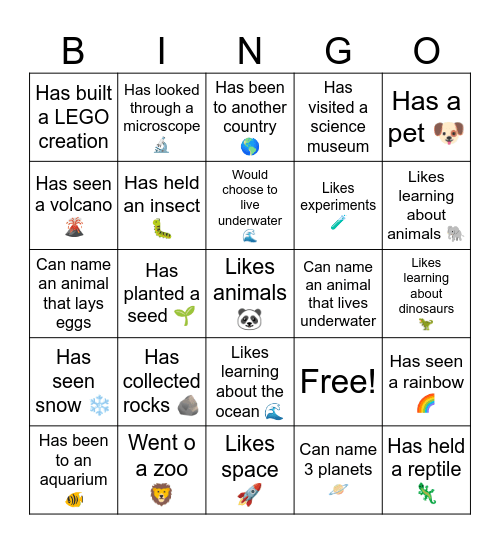 Science Bingo Card