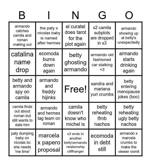 Betty Reboot Season 3 Catastrophes : \ Bingo Card
