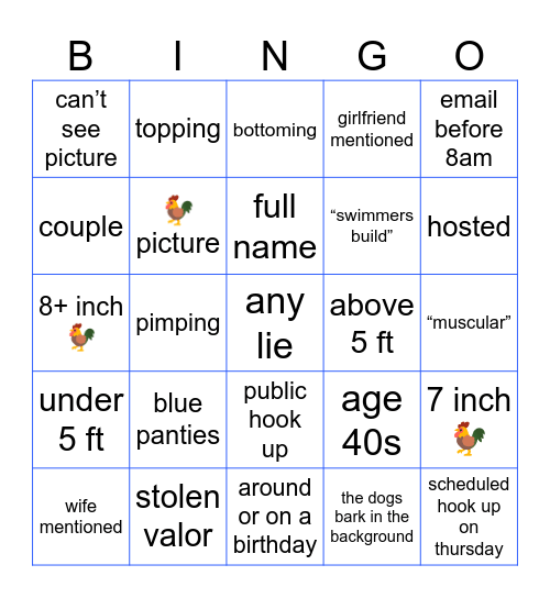 Blue panties and bourbon Bingo Card
