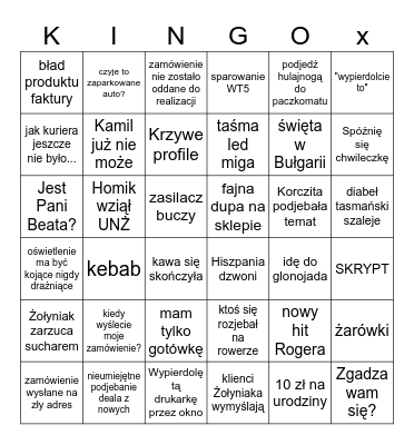 Projekt oświetlenia Bingo Card
