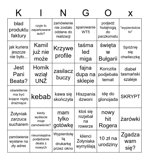 Projekt oświetlenia Bingo Card