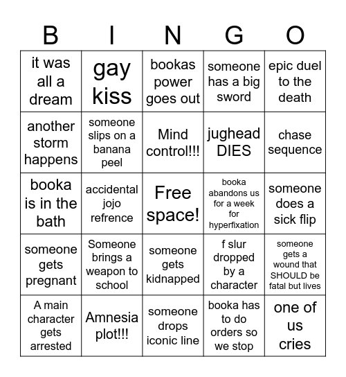 Riverdale Season 1 Week Bingo Card