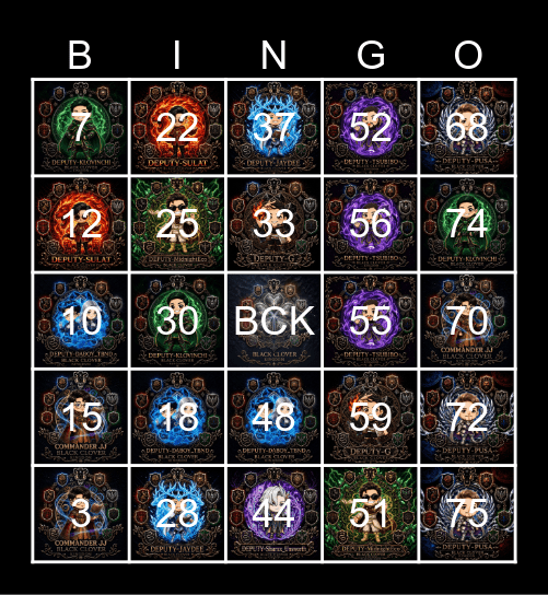 BCK BINGO CARD Bingo Card