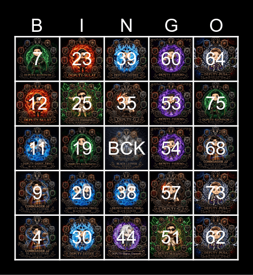 BCK BINGO CARD Bingo Card