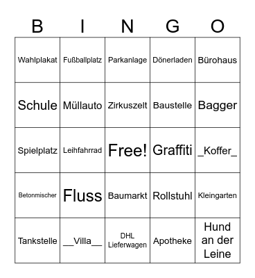 Beobachtung-Bingo Card