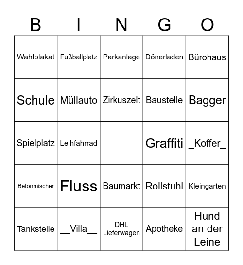 Beobachtung-Bingo Card