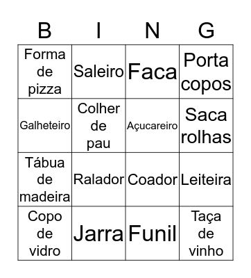 Bingo da Jéssica Bingo Card