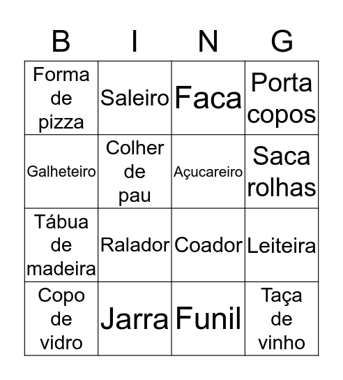 Bingo da Jéssica Bingo Card