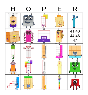 Number blocks Bingo Card