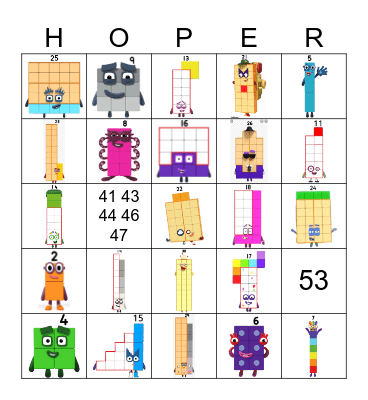Number blocks Bingo Card