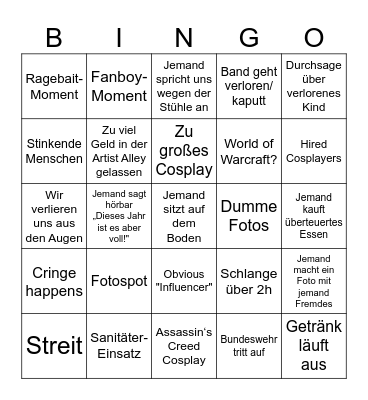 Gamescom Bingo Card
