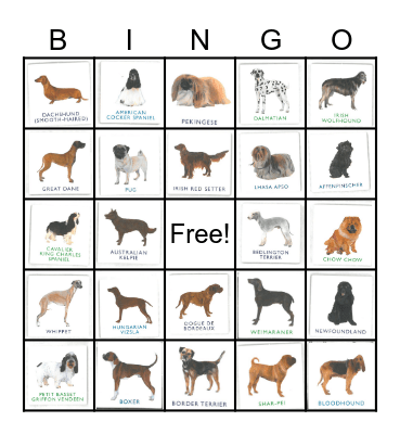 Dog Bingo Card