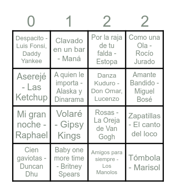 D&N Bingo Card