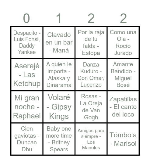 D&N Bingo Card