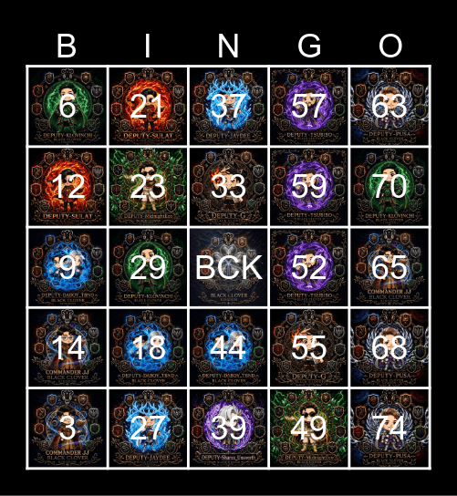 BCK BINGO CARD Bingo Card