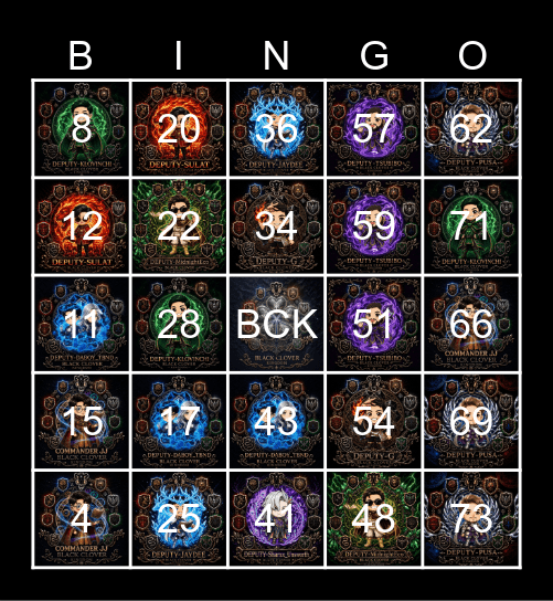 BCK BINGO CARD Bingo Card