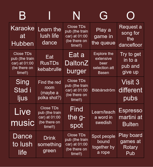 PUBRUNDA Bingo Card
