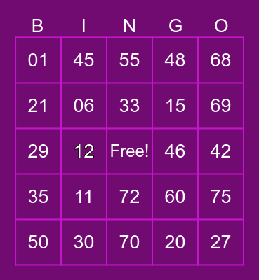 MICHAELA Bingo Card